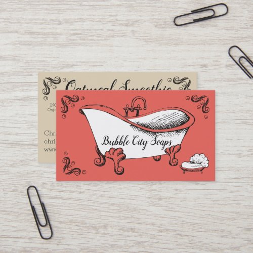 Bathtub handmade soap bath salts business card