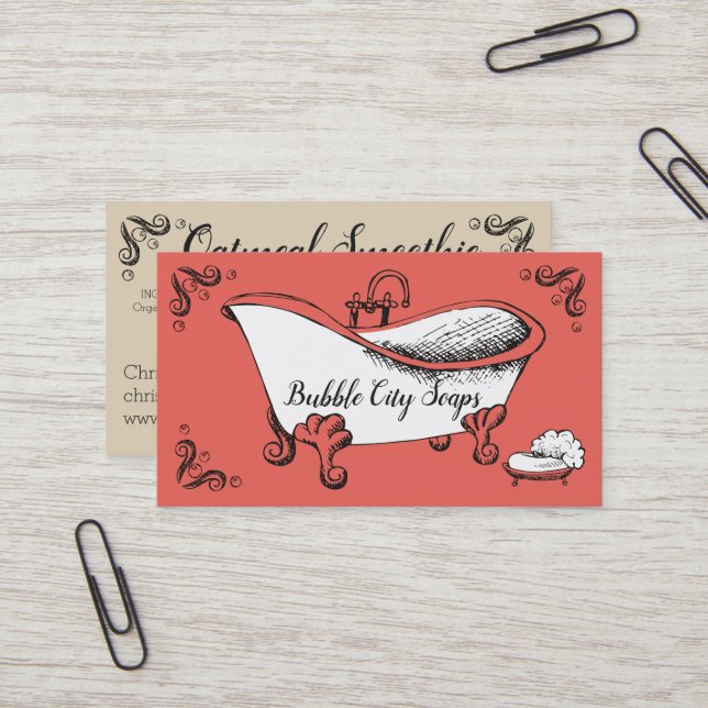 Bathtub handmade soap bath salts business card (Front/Back In Situ)
