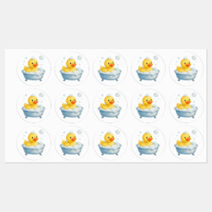 Bathtub Rubber Duck with Bubbles Labels