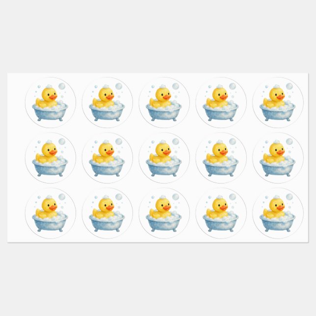 Bathtub Rubber Duck with Bubbles Labels (Sheet)