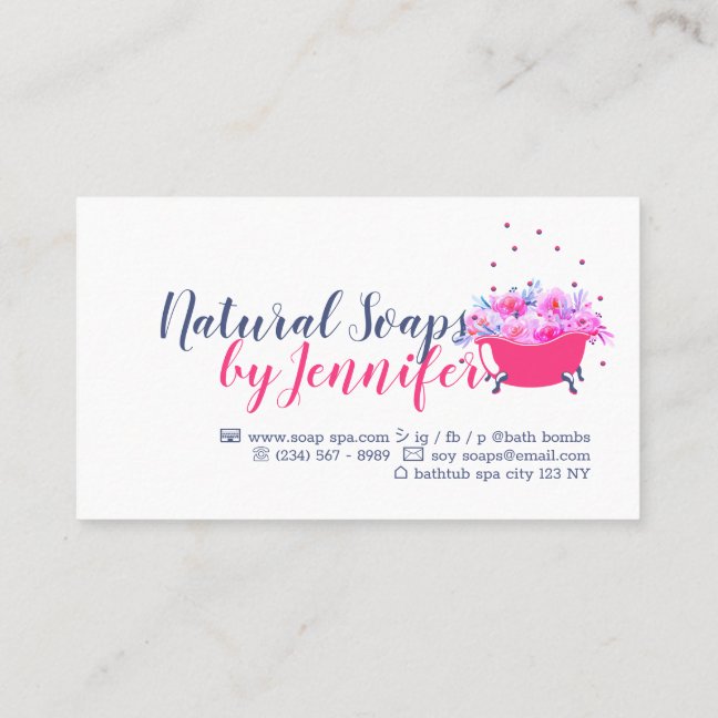 Bathtub Soap Bubble Pink Business Card