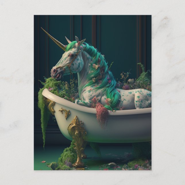 Bathtub Unicorn Postcard (Front)