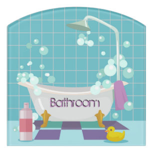 Bathtub with Bubbles Door Sign