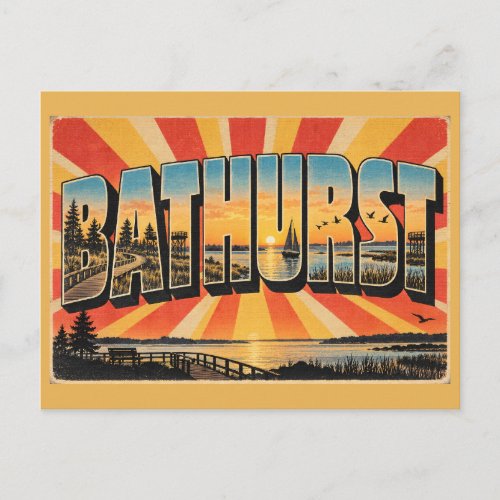 Bathurst NB Boardwalk Bay Salt Marsh Art Postcard