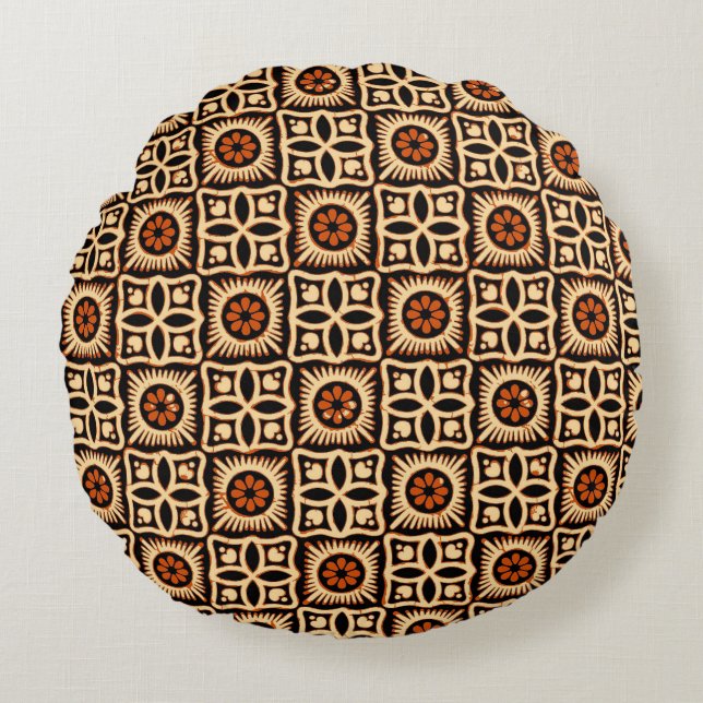 Batik abstract, seamless textile pattern. round pillow (Front)