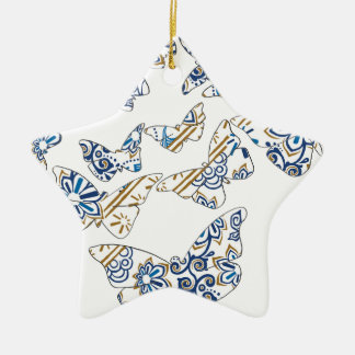 batik and butterfly no.4 ceramic ornament