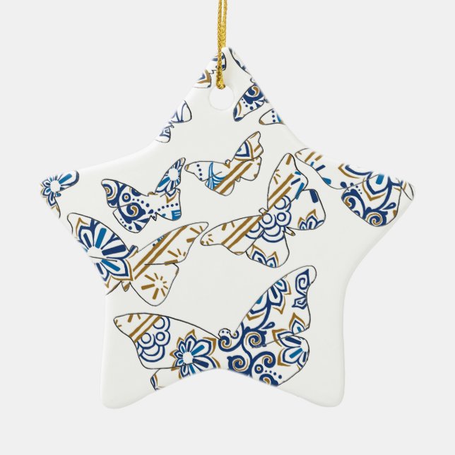 batik and butterfly no.4 ceramic ornament (Front)