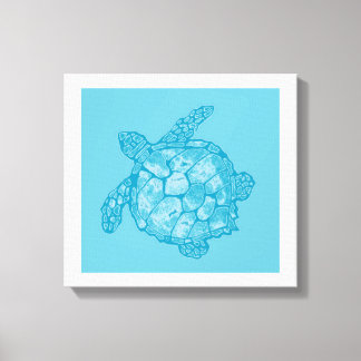 Batik Blue Sea Turtle Painting on Canvas Print