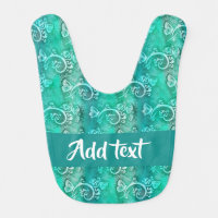 Batik blue swirls patterned baby bib