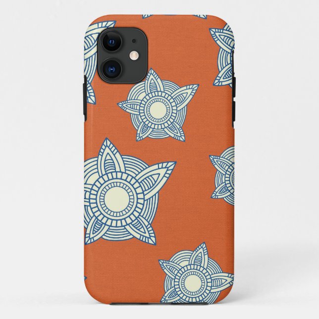 Batik boho chic girly tribal orange damask pattern Case-Mate iPhone case (Back)