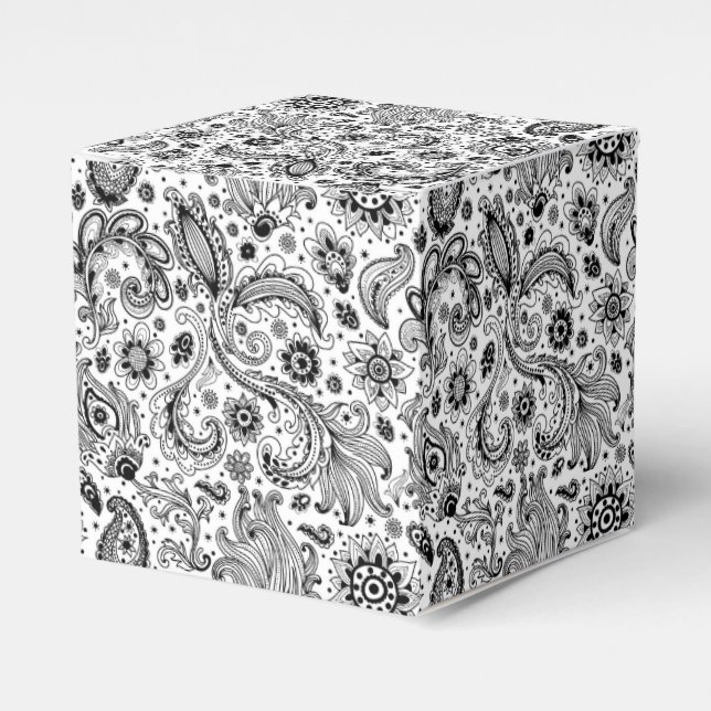 Batik boho style floral paisley pattern favor boxes (Front Side)