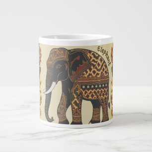 Batik Elephant, Vintage Style, Antique Giant Coffee Mug