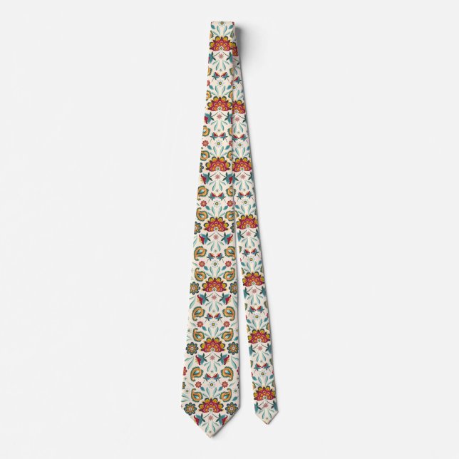 Batik Floral Boho Indonesian Style Tie (Front)