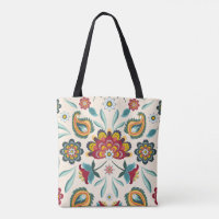 Persian Ornament Bag Floral Print Tote Bag Boho Tote Bag 