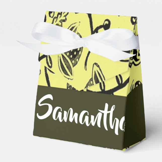Batik floral brown pattern favor boxes (Front Side)