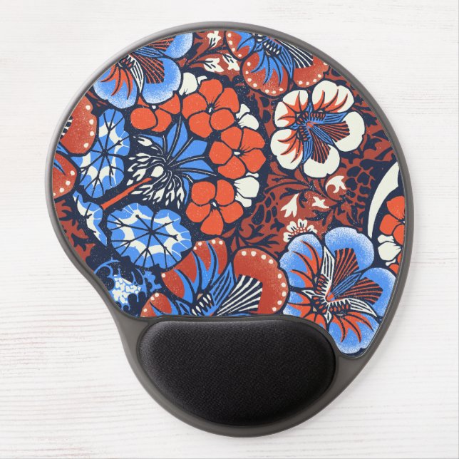 Batik floral pattern illustration mouse pad (Front)