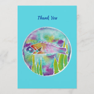 Batik Hinalea Hawaiian Fish Batik Art Thank You Card