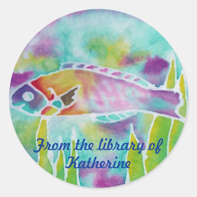 Batik Hinalea Wrasse Fish Custom Name Bookplates (Front)