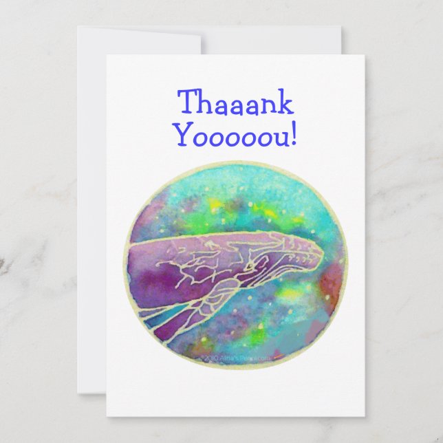 Batik Humpback Whale Art Thank You Cards Template (Front)
