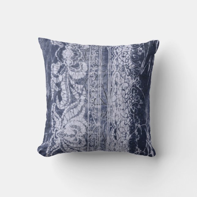 Batik, Indigo Throw Pillow (Front)