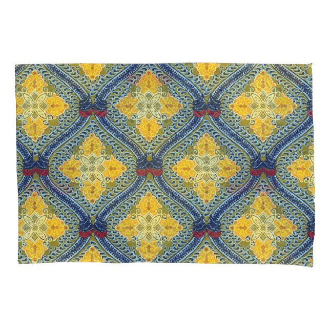 Batik Indonesian Wax-Resist Dyeing Technique Pillow Case (Front)