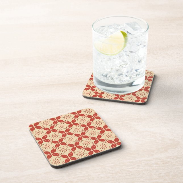 Batik Kawung, Indonesian Pattern, Javanese, Ethnic Beverage Coaster (Right Side)