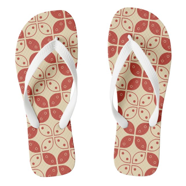 Batik Kawung, Indonesian Pattern, Javanese, Ethnic Flip Flops (Footbed)