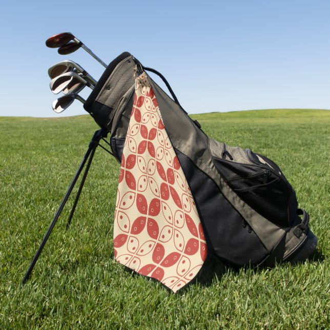 Batik Kawung, Indonesian Pattern, Javanese, Ethnic Golf Towel (Green)