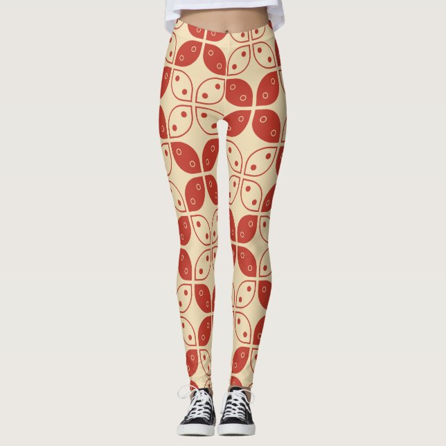 Batik Kawung, Indonesian Pattern, Javanese, Ethnic Leggings (Front)