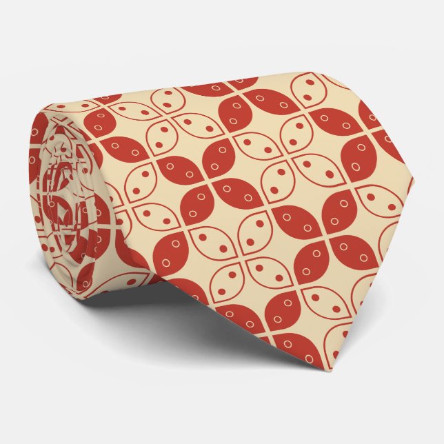 Batik Kawung, Indonesian Pattern, Javanese, Ethnic Neck Tie (Rolled)