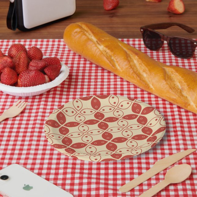 Batik Kawung, Indonesian Pattern, Javanese, Ethnic Paper Plates (Picnic)