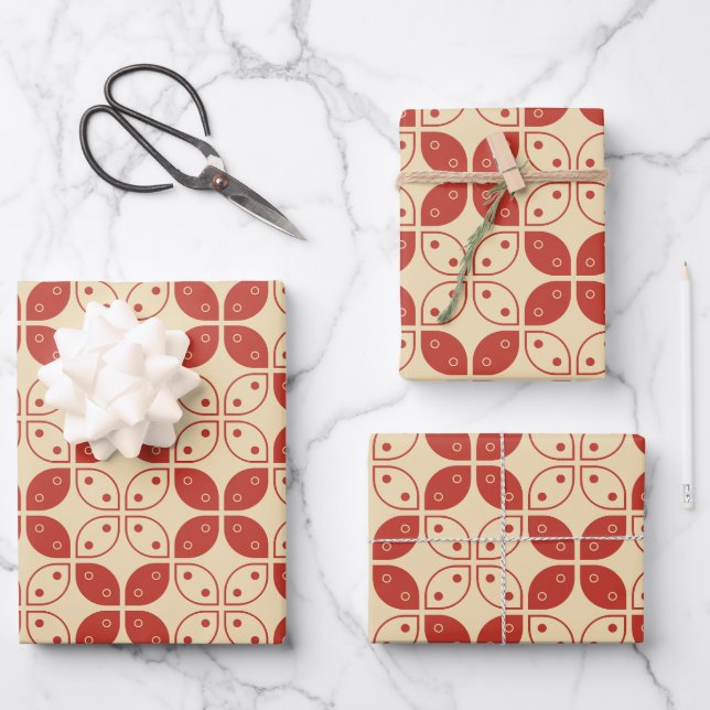 Batik Kawung, Indonesian Pattern, Javanese, Ethnic Wrapping Paper Sheets (Front)