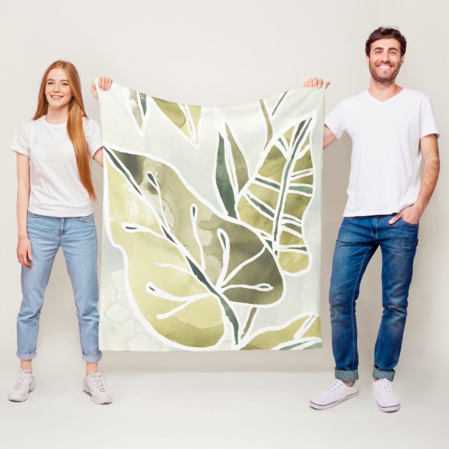 Batik Leaves Fleece Blanket (In Situ)