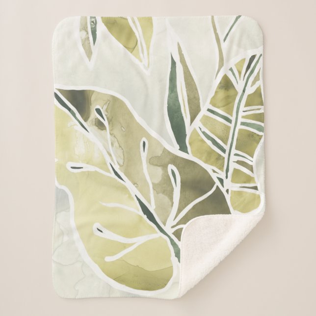 Batik Leaves Sherpa Blanket (Front)