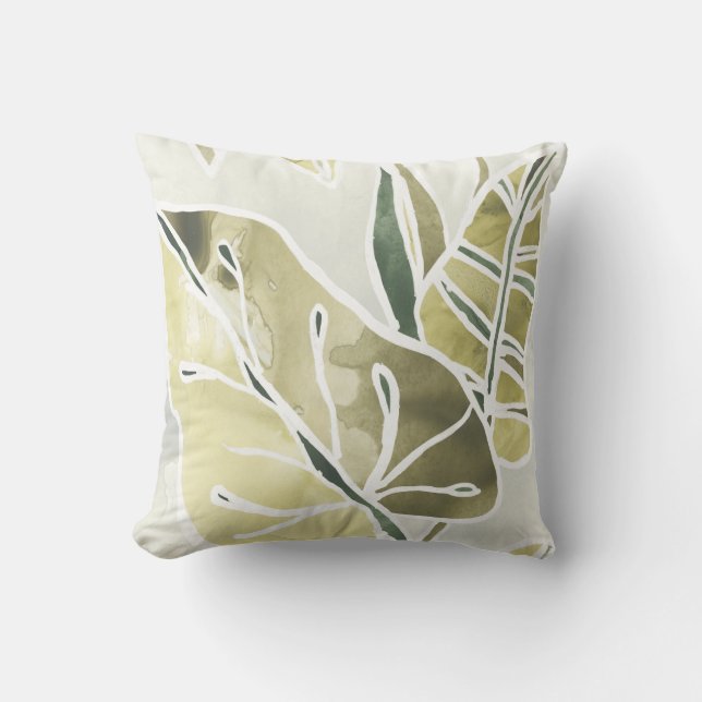 Batik Leaves Throw Pillow (Front)