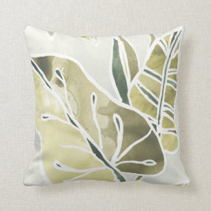 Batik Leaves Throw Pillow