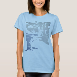 Batik-like Tropical Beachy Gray Slate Blue Pattern T-Shirt