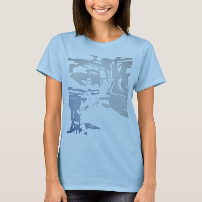 Batik-like Tropical Beachy Gray Slate Blue Pattern T-Shirt (Front)