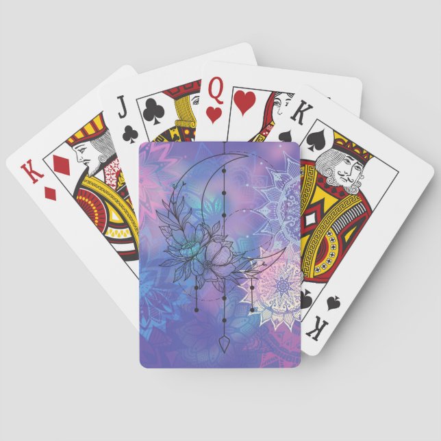 batik mandala and moon poker cards (Back)