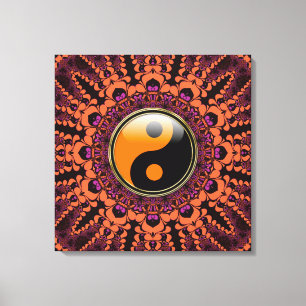 Batik New Age Yin Yang Wrapped Canvas Print