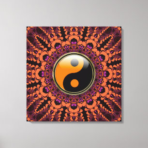 Batik New Age Yin Yang Wrapped Canvas Print