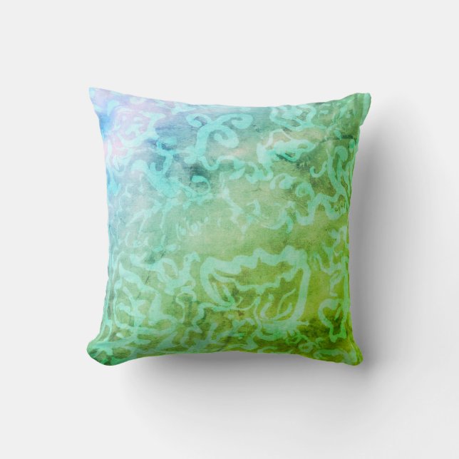 Batik Painting Boho Fiber Art Pillow (Front)