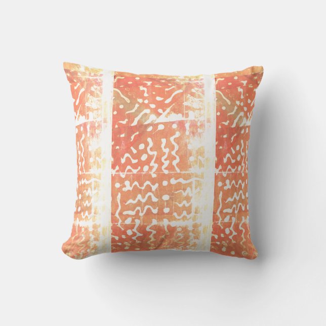 Batik Painting Boho Fiber Art Pillow (Front)