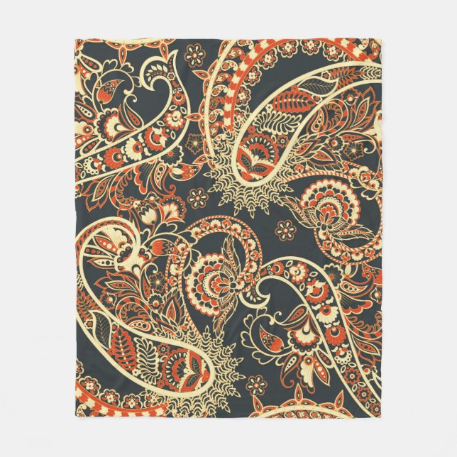 Batik Paisley: Vintage Seamless Pattern. Fleece Blanket (Front)