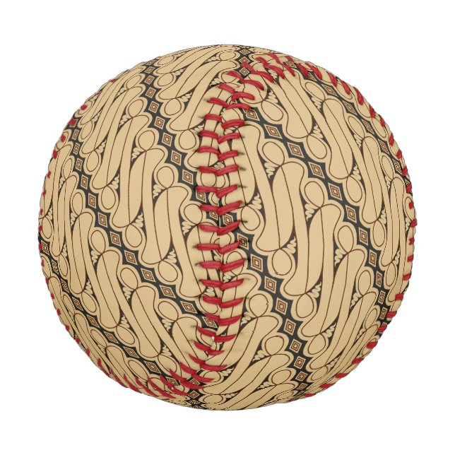 Batik Parang, Indonesian Pattern, Javanese, Ethnic Baseball (Angled)
