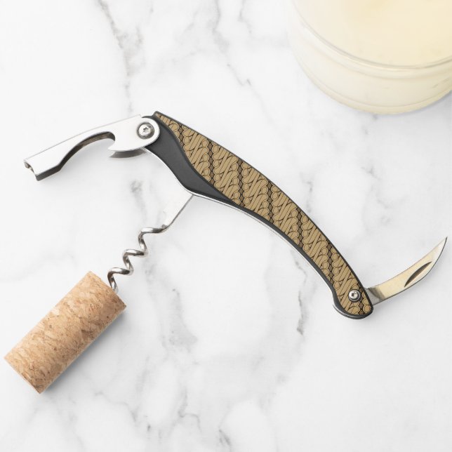 Batik Parang, Indonesian Pattern, Javanese, Ethnic Waiter's Corkscrew (Front)
