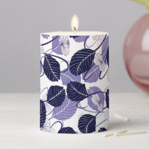 Batik Purple Leaves and Vines Illustration Pattern Pillar Candle