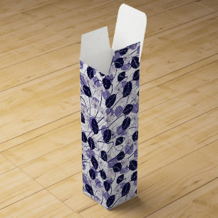 Batik Purple Leaves and Vines Illustration Pattern Wine Box