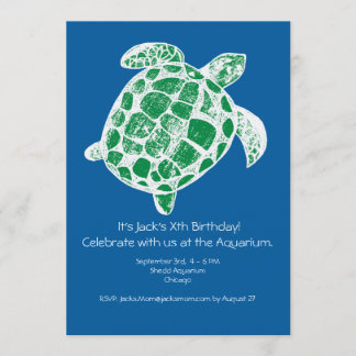 Batik Sea Turtle Kids Birthday Party Invitation