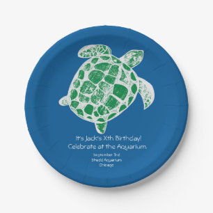 Batik Sea Turtle Kids Birthday Party Paper Plates. Plates
